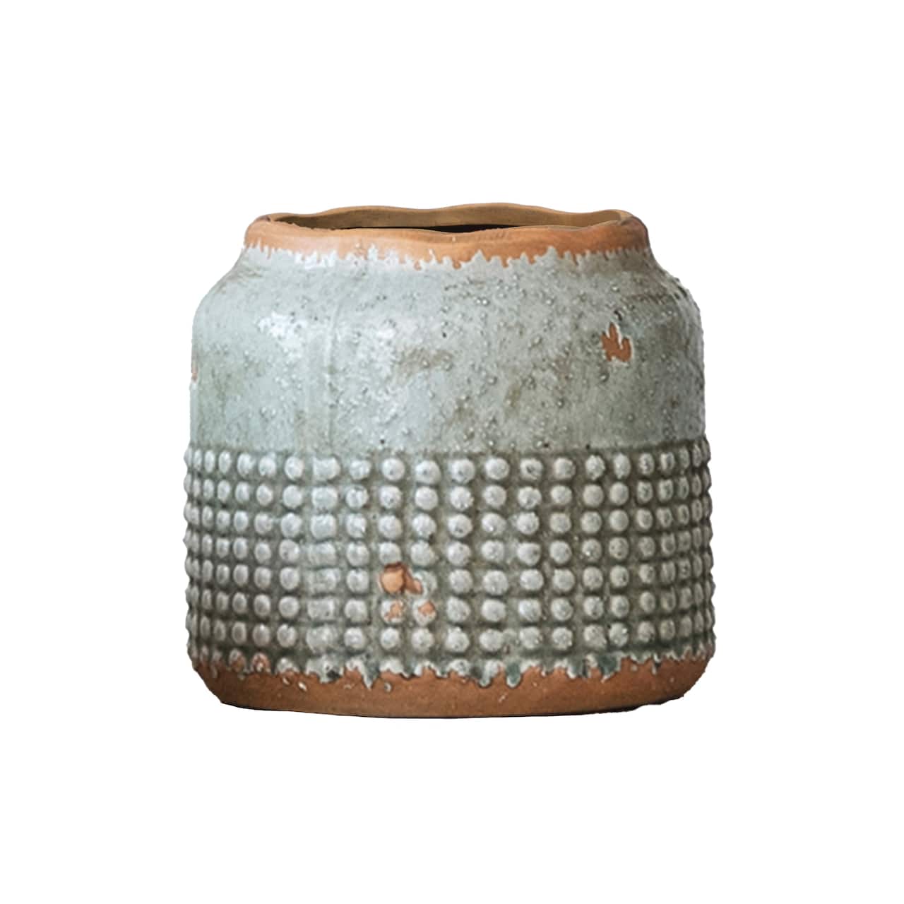 Hello Honey® 6" Distressed Gray Terracotta Hobnail Planter